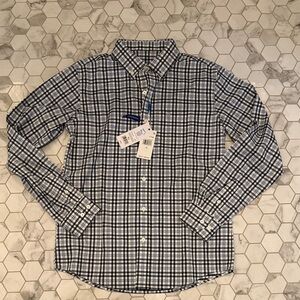 Southern Tide Navy and White Checkered Shirt